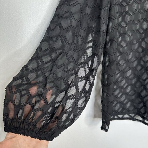 Whimsigoth Banana Republic Sheer Black Blouse Sz S - Picture 2 of 9